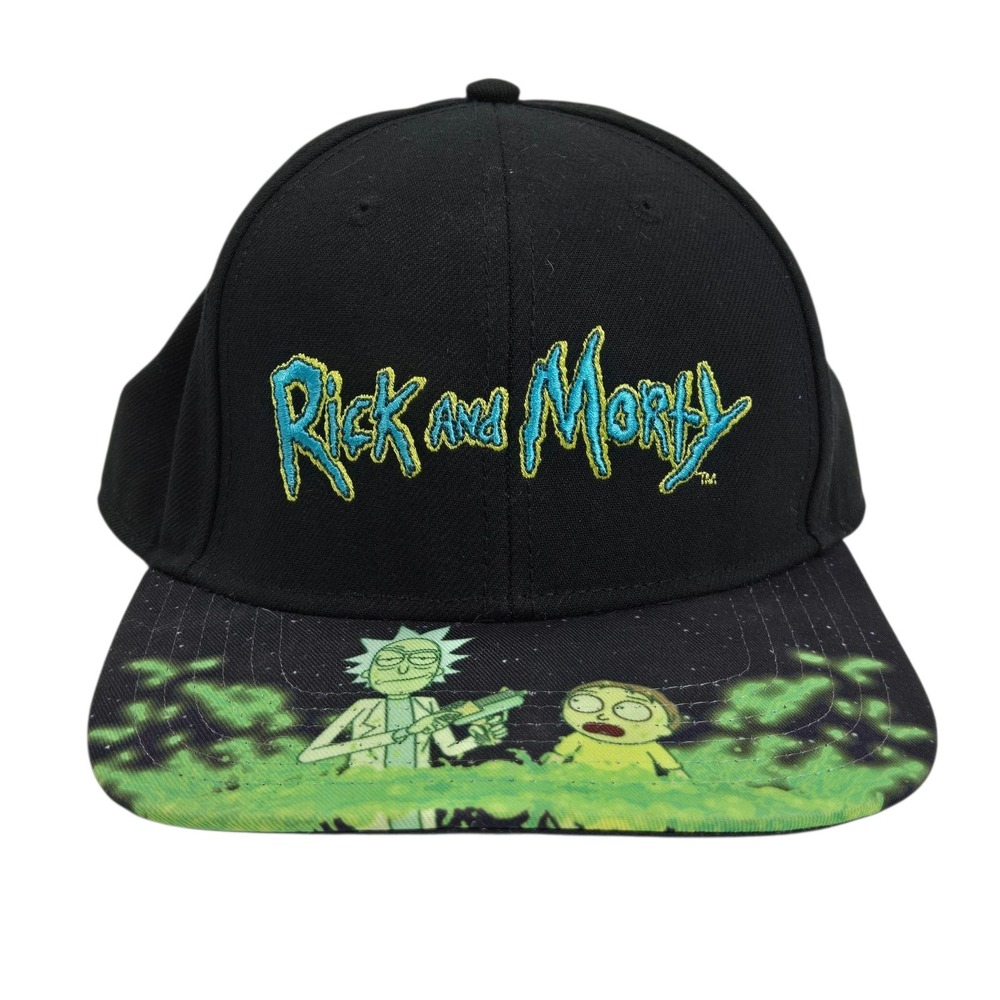 Rick & Morty Adult Swim Cap Hat Snapback Bioworld Scientist Black Green NWOT